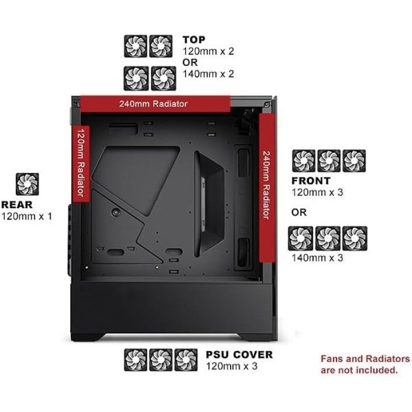 Bgears b-Voguish Gaming PC Case con paneles de vidrio templado, USB3.0, compatible con E-ATX, ATX, mATX, ITX. (Los ventiladores - Image 5