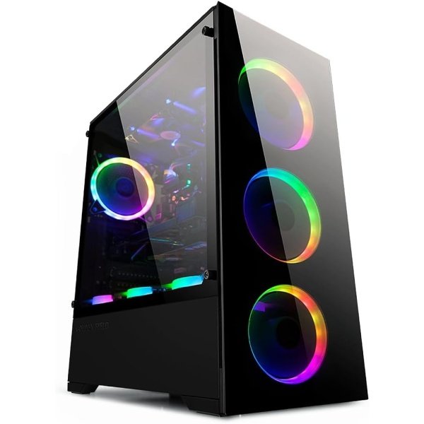Bgears b-Voguish Gaming PC Case con paneles de vidrio templado, USB3.0, compatible con E-ATX, ATX, mATX, ITX. (Los ventiladores