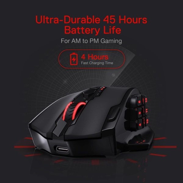 Redragon - Mouse MMO M913 Impact Elite inalámbrico para videojuegos, 16 000 DPI, con cable o inalámbrico RGB, 16 botones - Image 5