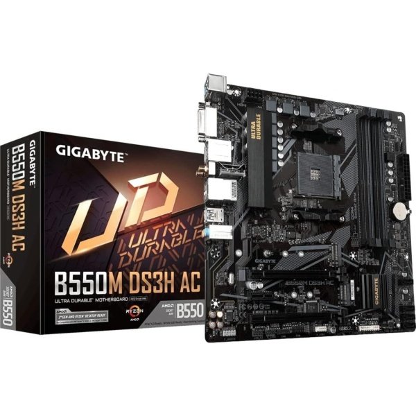 GIGABYTE B550M DS3H AC - Tarjeta madre compatible con AM4 AMD/B550/Micro ATX/Dual M.2/SATA 6Gb/s/USB 3.2 Gen 1/PCIe