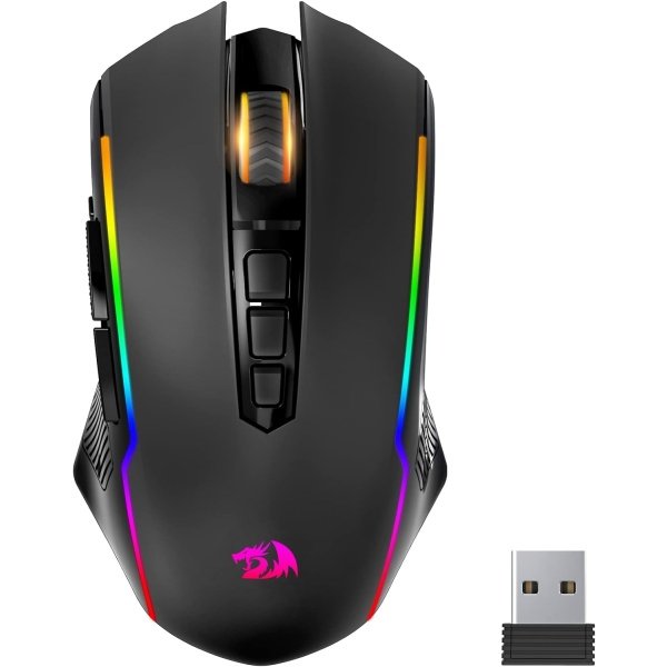 Redragon Mouse para juegos, mouse inalámbrico para juegos con 8000 DPI, ratones para juegos de PC con botón de fuego, mouse