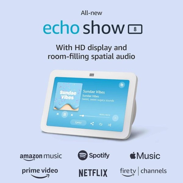 Nuevo Echo Show 8 (3.ª generación, modelo de 2023) | Con audio espacial, hub de Smart Home y Alexa | Blanco glaciar - Image 24