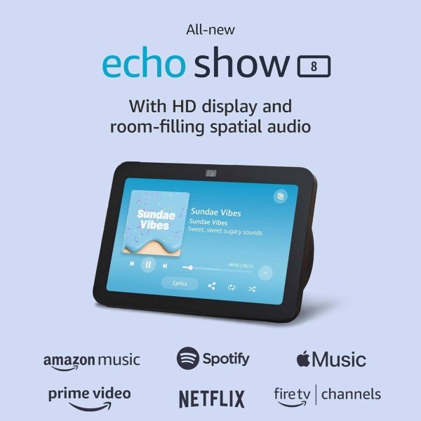 Nuevo Echo Show 8 (3.ª generación, modelo de 2023) | Con audio espacial, hub de Smart Home y Alexa | Blanco glaciar