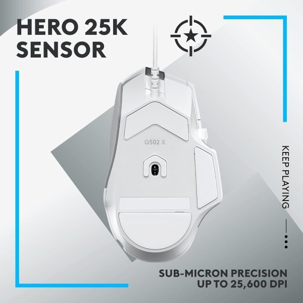 Logitech G Ratón para juegos con cable 502 X - Interruptores primarios óptico-mecánicos híbridos LIGHTFORCE, sensor de juego - Imagen 4