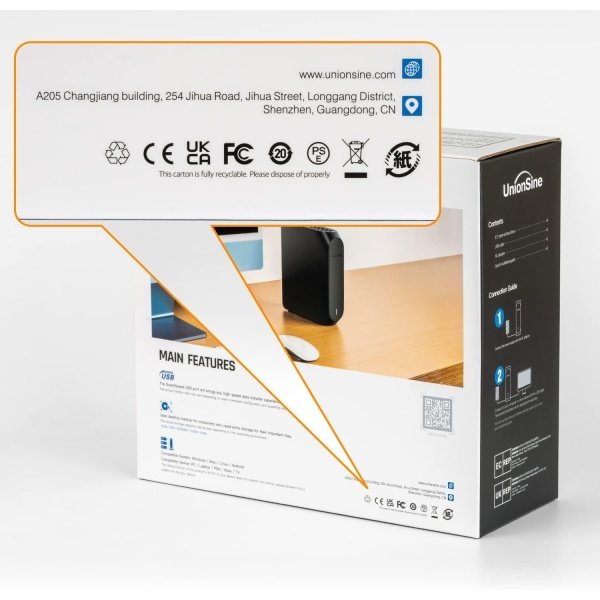 UnionSine 10TB 3.5" Disco duro externo USB3.2Gen2 Tipo-C HDD Almacenamiento compatible para PC, escritorio, portátil, TV - Image 7