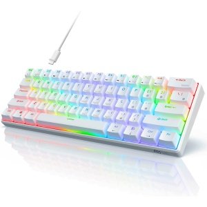 RK ROYAL KLUDGE RK61 Teclado mecánico con cable 60% para juegos programable QMK/VIA RGB retroiluminado 61 teclas ultra compacto