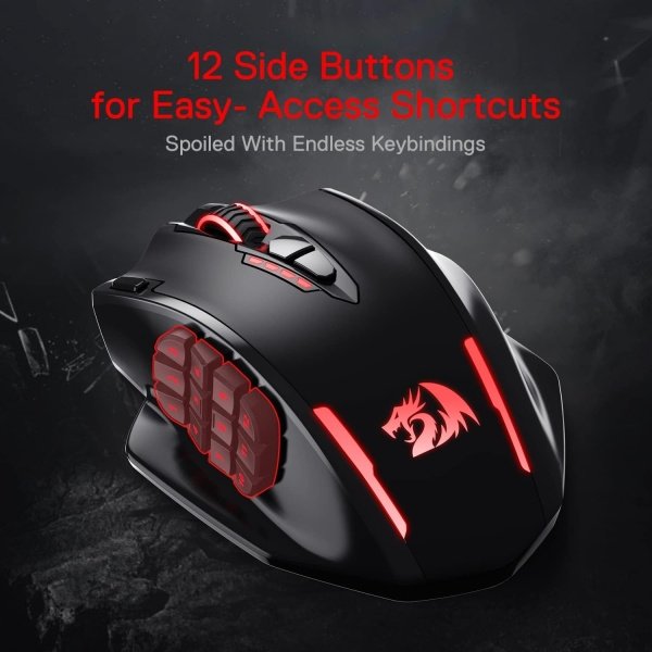 Redragon - Mouse MMO M913 Impact Elite inalámbrico para videojuegos, 16 000 DPI, con cable o inalámbrico RGB, 16 botones - Image 4