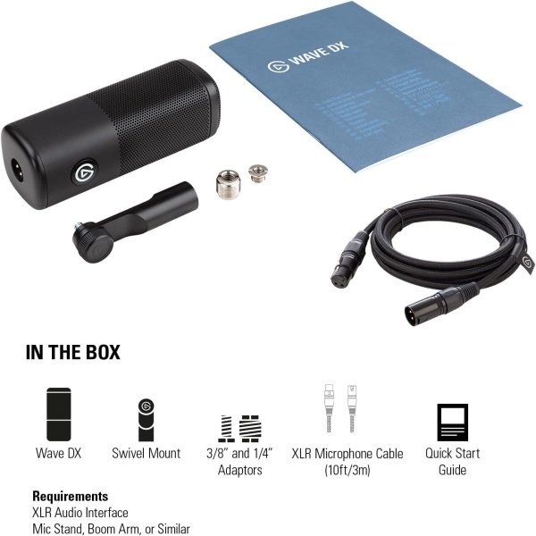 Elgato Wave DX - Micrófono dinámico XLR, patrón cardioide, rechazo de ruido, voz optimizada para podcasting, transmisión, - Imagen 23