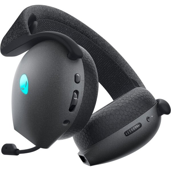 Alienware AW720H Dual-Mode Wireless Gaming Headset - Dolby Atmos Spatial Sound, Wireless 2.4 GHz, 3.5mm Connector Cable, in-line Controls, Integrated Microphone, Unidirectional - Lunar Light - Image 3