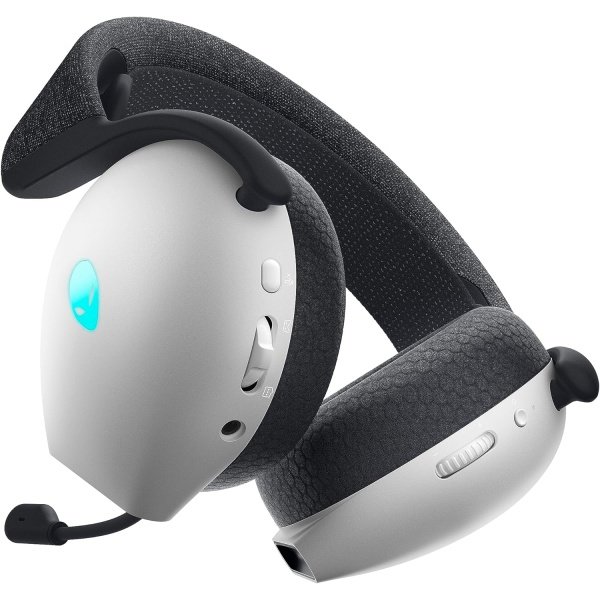 Alienware AW720H Dual-Mode Wireless Gaming Headset - Dolby Atmos Spatial Sound, Wireless 2.4 GHz, 3.5mm Connector Cable, in-line Controls, Integrated Microphone, Unidirectional - Lunar Light - Image 11