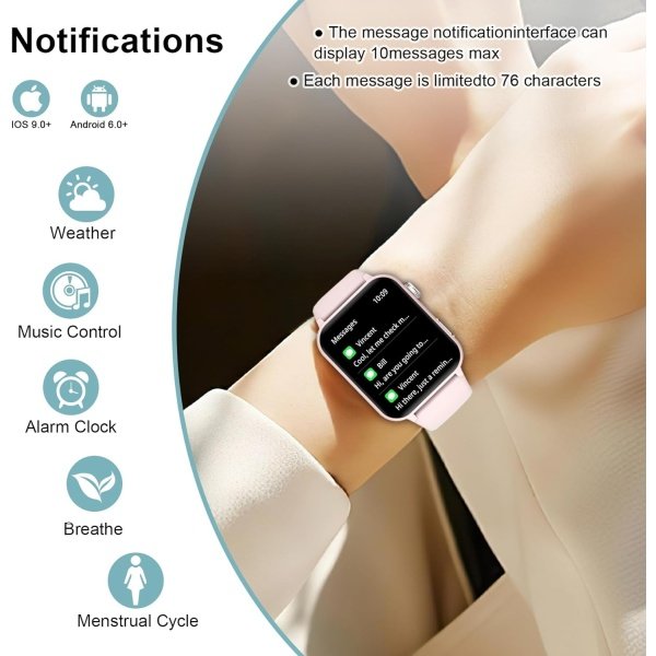IOWODO Reloj inteligente para hombres y mujeres, pantalla HD de 1.85 pulgadas con hacer y responder llamadas, con asistente de voz AI, SpO2/monitor de frecuencia cardíaca/sueño, más de 100 modos - Image 5