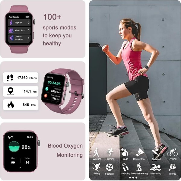 IOWODO Reloj inteligente para hombres y mujeres, pantalla HD de 1.85 pulgadas con hacer y responder llamadas, con asistente de voz AI, SpO2/monitor de frecuencia cardíaca/sueño, más de 100 modos - Image 9