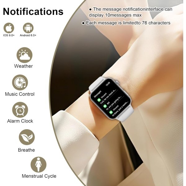 IOWODO Reloj inteligente para hombres y mujeres, pantalla HD de 1.85 pulgadas con hacer y responder llamadas, con asistente de voz AI, SpO2/monitor de frecuencia cardíaca/sueño, más de 100 modos - Image 22