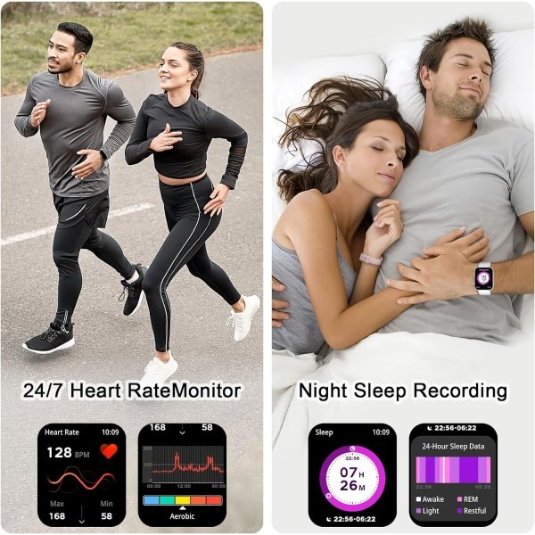 IOWODO Reloj inteligente para hombres y mujeres, pantalla HD de 1.85 pulgadas con hacer y responder llamadas, con asistente de voz AI, SpO2/monitor de frecuencia cardíaca/sueño, más de 100 modos - Image 23