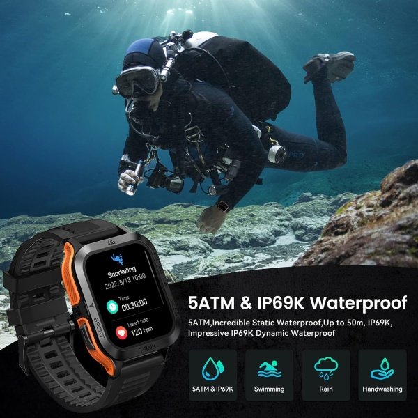 AMAZTIM Reloj inteligente, batería extra larga de 60 días, resistente al agua hasta 164.0 ft, llamada Bluetooth militar resistente (respuesta/llamadas de marcación), pantalla HD ultra grande de 1.85 - Imagen 5