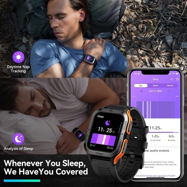 AMAZTIM Reloj inteligente, batería extra larga de 60 días, resistente al agua hasta 164.0 ft, llamada Bluetooth militar resistente (respuesta/llamadas de marcación), pantalla HD ultra grande de 1.85 - Imagen 6