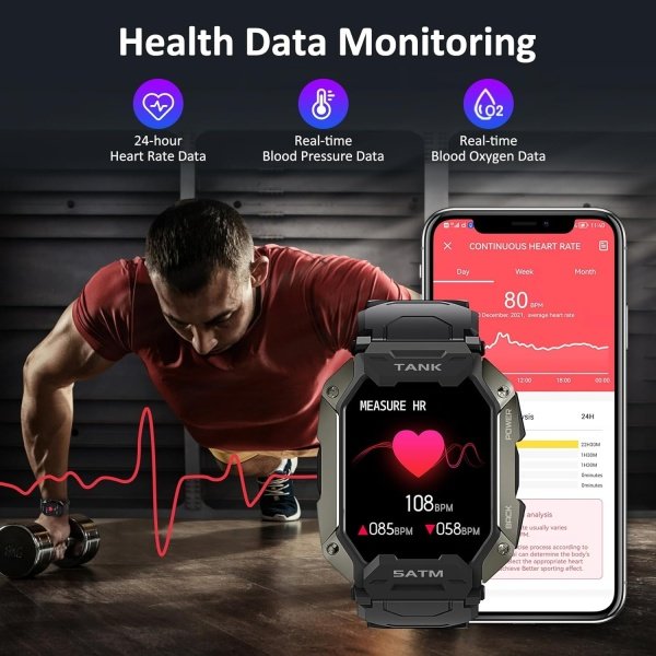 AMAZTIM Reloj inteligente, batería extra larga de 60 días, resistente al agua hasta 164.0 ft, llamada Bluetooth militar resistente (respuesta/llamadas de marcación), pantalla HD ultra grande de 1.85 - Imagen 9