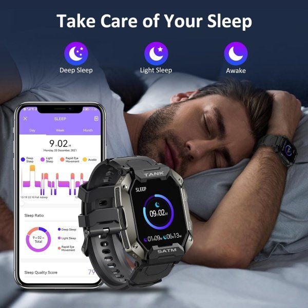 AMAZTIM Reloj inteligente, batería extra larga de 60 días, resistente al agua hasta 164.0 ft, llamada Bluetooth militar resistente (respuesta/llamadas de marcación), pantalla HD ultra grande de 1.85 - Imagen 10