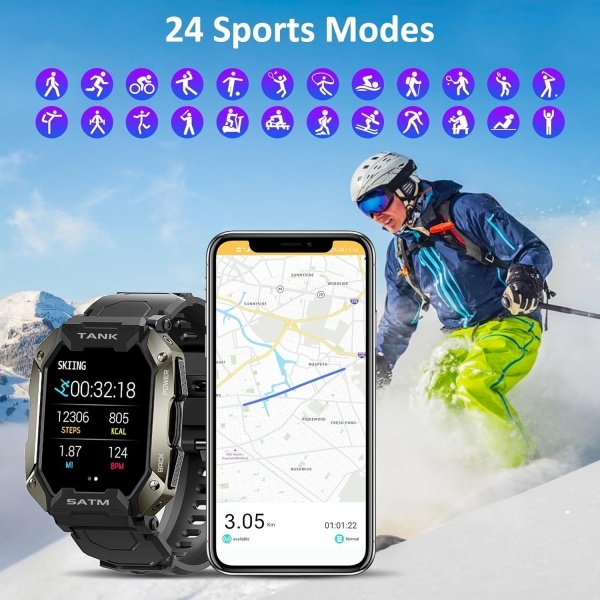 AMAZTIM Reloj inteligente, batería extra larga de 60 días, resistente al agua hasta 164.0 ft, llamada Bluetooth militar resistente (respuesta/llamadas de marcación), pantalla HD ultra grande de 1.85 - Imagen 11