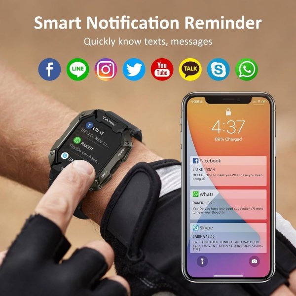 AMAZTIM Reloj inteligente, batería extra larga de 60 días, resistente al agua hasta 164.0 ft, llamada Bluetooth militar resistente (respuesta/llamadas de marcación), pantalla HD ultra grande de 1.85 - Imagen 12