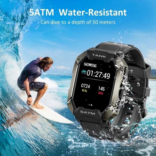 AMAZTIM Reloj inteligente, batería extra larga de 60 días, resistente al agua hasta 164.0 ft, llamada Bluetooth militar resistente (respuesta/llamadas de marcación), pantalla HD ultra grande de 1.85 - Imagen 13