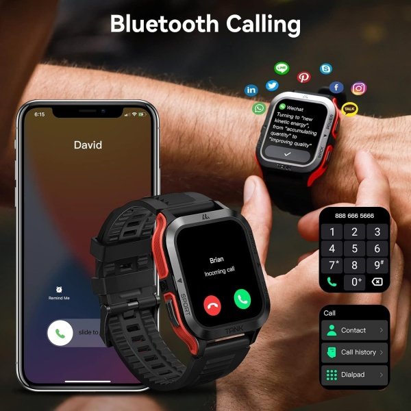 AMAZTIM Reloj inteligente, batería extra larga de 60 días, resistente al agua hasta 164.0 ft, llamada Bluetooth militar resistente (respuesta/llamadas de marcación), pantalla HD ultra grande de 1.85 - Imagen 16