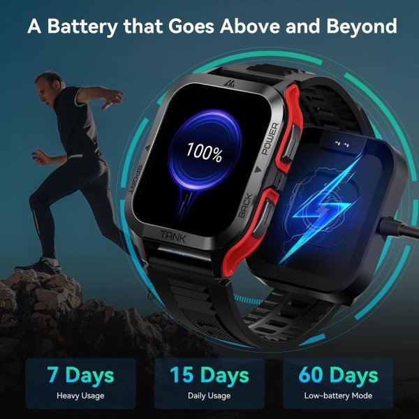 AMAZTIM Reloj inteligente, batería extra larga de 60 días, resistente al agua hasta 164.0 ft, llamada Bluetooth militar resistente (respuesta/llamadas de marcación), pantalla HD ultra grande de 1.85 - Imagen 17