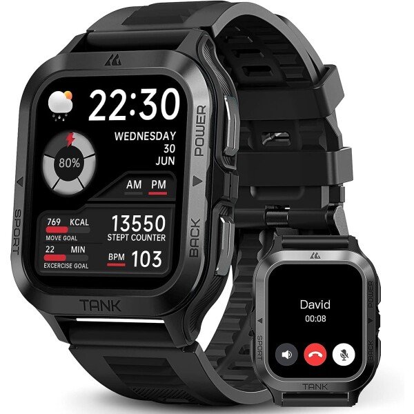 AMAZTIM Reloj inteligente, batería extra larga de 60 días, resistente al agua hasta 164.0 ft, llamada Bluetooth militar resistente (respuesta/llamadas de marcación), pantalla HD ultra grande de 1.85 - Imagen 20