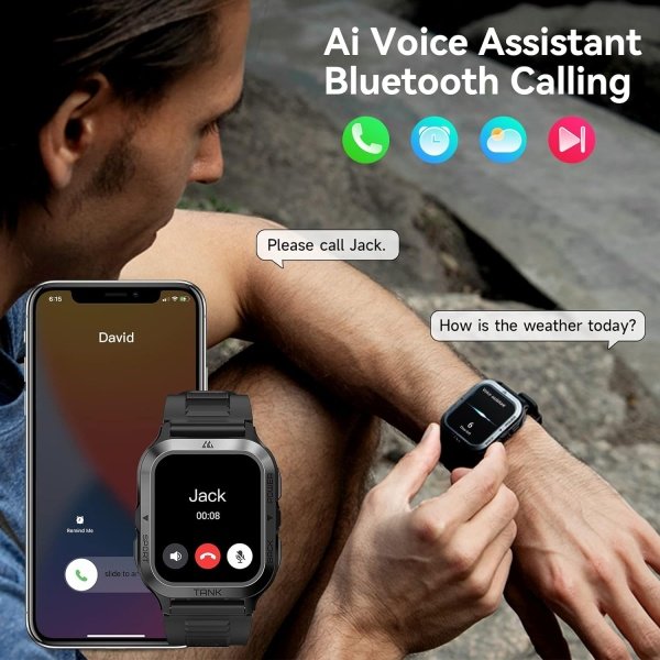 AMAZTIM Reloj inteligente, batería extra larga de 60 días, resistente al agua hasta 164.0 ft, llamada Bluetooth militar resistente (respuesta/llamadas de marcación), pantalla HD ultra grande de 1.85 - Imagen 22