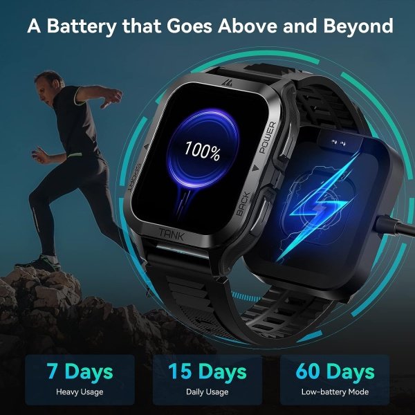 AMAZTIM Reloj inteligente, batería extra larga de 60 días, resistente al agua hasta 164.0 ft, llamada Bluetooth militar resistente (respuesta/llamadas de marcación), pantalla HD ultra grande de 1.85 - Imagen 23