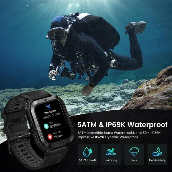 AMAZTIM Reloj inteligente, batería extra larga de 60 días, resistente al agua hasta 164.0 ft, llamada Bluetooth militar resistente (respuesta/llamadas de marcación), pantalla HD ultra grande de 1.85 - Imagen 24