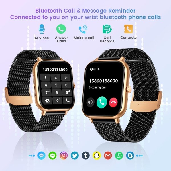 Reloj inteligente para mujer con rastreador de ejercicios: reloj inteligente de llamadas Bluetooth de 1.83 pulgadas con monitor de presión arterial de oxígeno en sangre compatible con Android Ios 100+ - Imagen 2