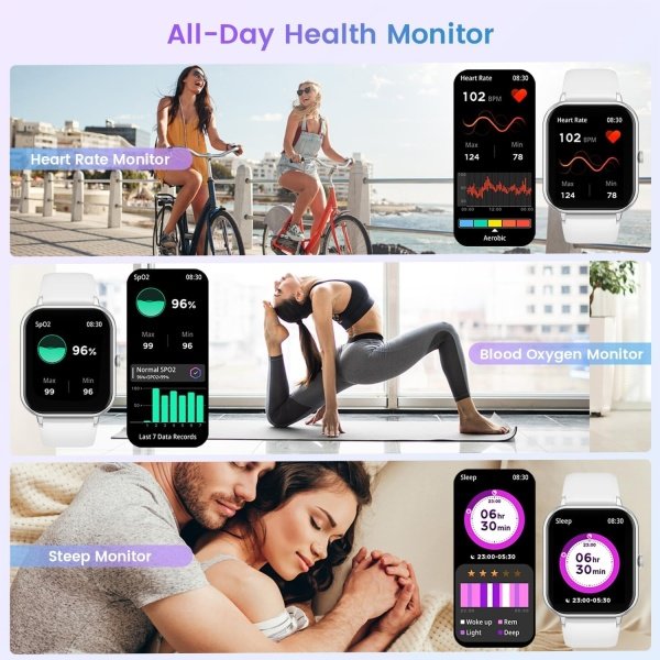 Reloj inteligente para mujer con rastreador de ejercicios: reloj inteligente de llamadas Bluetooth de 1.83 pulgadas con monitor de presión arterial de oxígeno en sangre compatible con Android Ios 100+ - Imagen 10