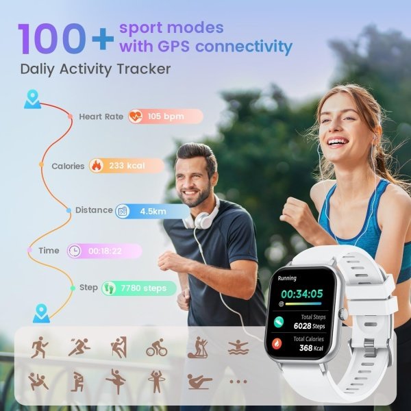 Reloj inteligente para mujer con rastreador de ejercicios: reloj inteligente de llamadas Bluetooth de 1.83 pulgadas con monitor de presión arterial de oxígeno en sangre compatible con Android Ios 100+ - Imagen 11