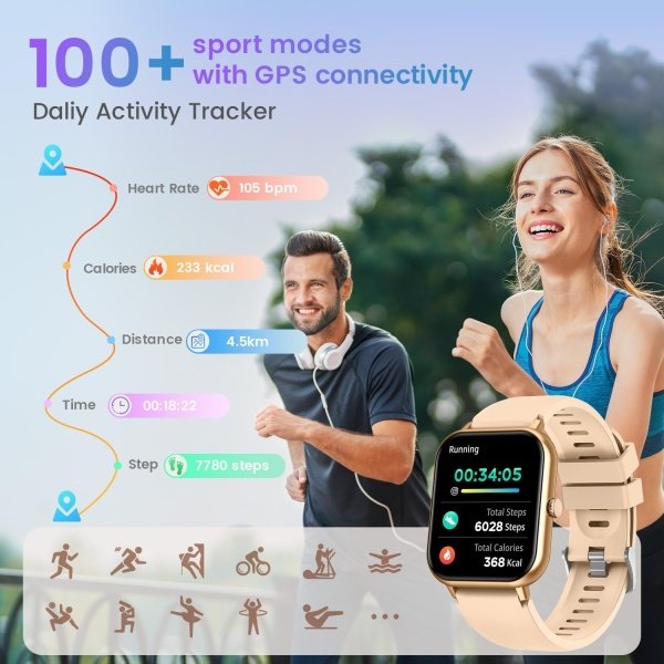 Reloj inteligente para mujer con rastreador de ejercicios: reloj inteligente de llamadas Bluetooth de 1.83 pulgadas con monitor de presión arterial de oxígeno en sangre compatible con Android Ios 100+ - Imagen 25