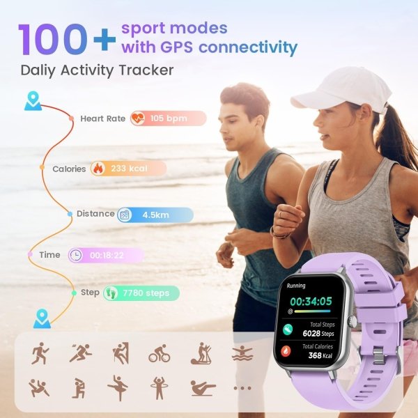 Reloj inteligente para mujer con rastreador de ejercicios: reloj inteligente de llamadas Bluetooth de 1.83 pulgadas con monitor de presión arterial de oxígeno en sangre compatible con Android Ios 100+ - Imagen 32