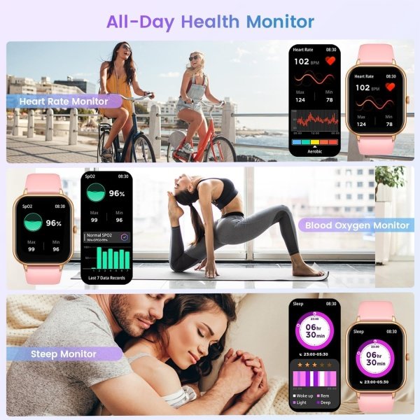 Reloj inteligente para mujer con rastreador de ejercicios: reloj inteligente de llamadas Bluetooth de 1.83 pulgadas con monitor de presión arterial de oxígeno en sangre compatible con Android Ios 100+ - Imagen 38