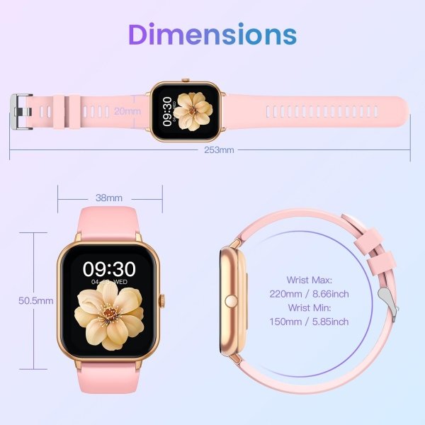 Reloj inteligente para mujer con rastreador de ejercicios: reloj inteligente de llamadas Bluetooth de 1.83 pulgadas con monitor de presión arterial de oxígeno en sangre compatible con Android Ios 100+ - Imagen 42
