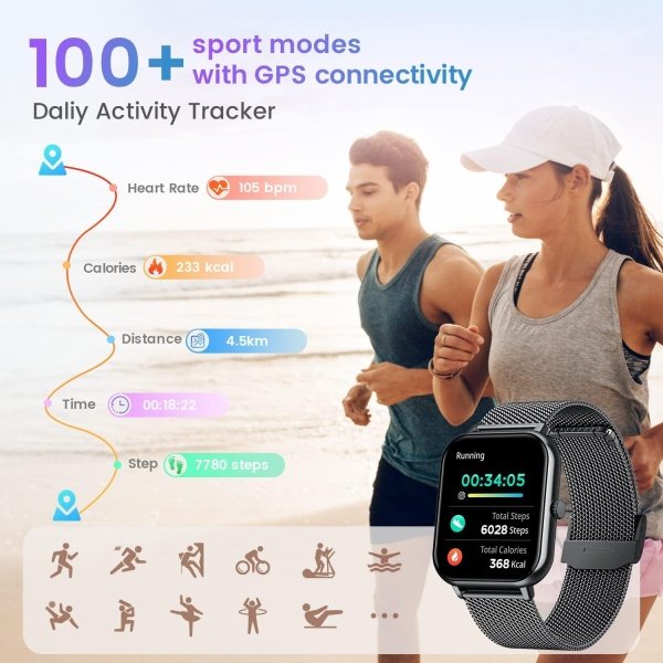 Reloj inteligente para mujer con rastreador de ejercicios: reloj inteligente de llamadas Bluetooth de 1.83 pulgadas con monitor de presión arterial de oxígeno en sangre compatible con Android Ios 100+ - Imagen 46