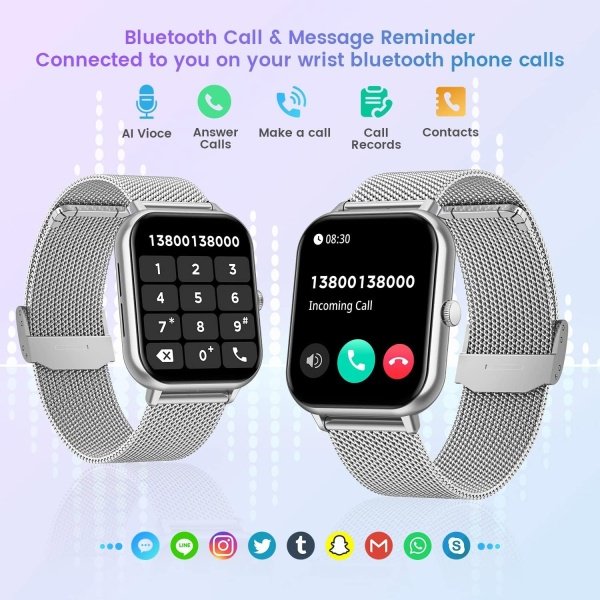 Reloj inteligente para mujer con rastreador de ejercicios: reloj inteligente de llamadas Bluetooth de 1.83 pulgadas con monitor de presión arterial de oxígeno en sangre compatible con Android Ios 100+ - Imagen 51