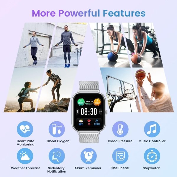 Reloj inteligente para mujer con rastreador de ejercicios: reloj inteligente de llamadas Bluetooth de 1.83 pulgadas con monitor de presión arterial de oxígeno en sangre compatible con Android Ios 100+ - Imagen 55