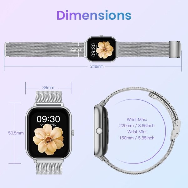 Reloj inteligente para mujer con rastreador de ejercicios: reloj inteligente de llamadas Bluetooth de 1.83 pulgadas con monitor de presión arterial de oxígeno en sangre compatible con Android Ios 100+ - Imagen 56