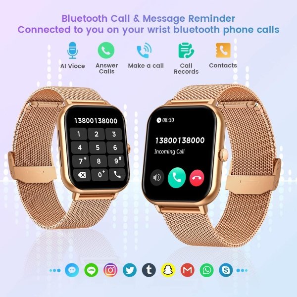 Reloj inteligente para mujer con rastreador de ejercicios: reloj inteligente de llamadas Bluetooth de 1.83 pulgadas con monitor de presión arterial de oxígeno en sangre compatible con Android Ios 100+ - Imagen 58