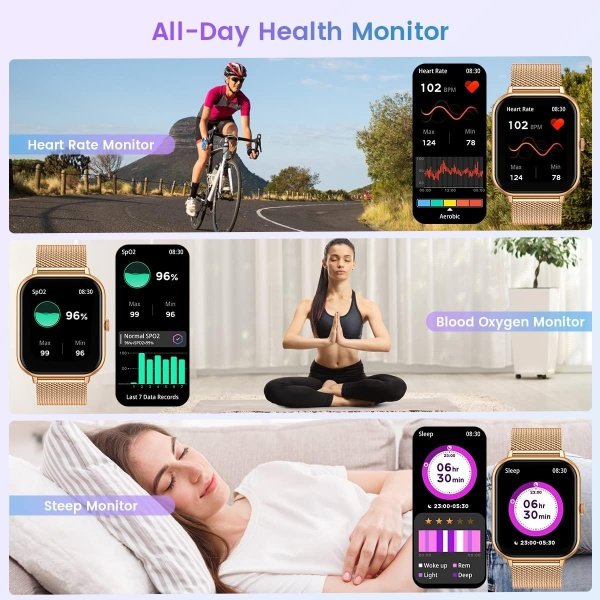Reloj inteligente para mujer con rastreador de ejercicios: reloj inteligente de llamadas Bluetooth de 1.83 pulgadas con monitor de presión arterial de oxígeno en sangre compatible con Android Ios 100+ - Imagen 59