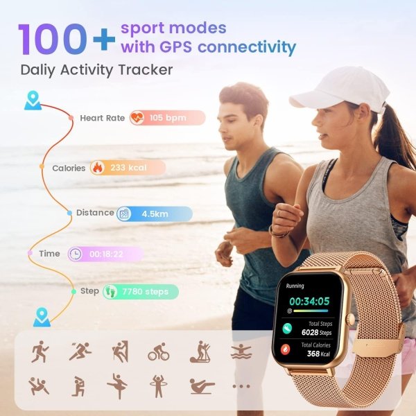 Reloj inteligente para mujer con rastreador de ejercicios: reloj inteligente de llamadas Bluetooth de 1.83 pulgadas con monitor de presión arterial de oxígeno en sangre compatible con Android Ios 100+ - Imagen 60