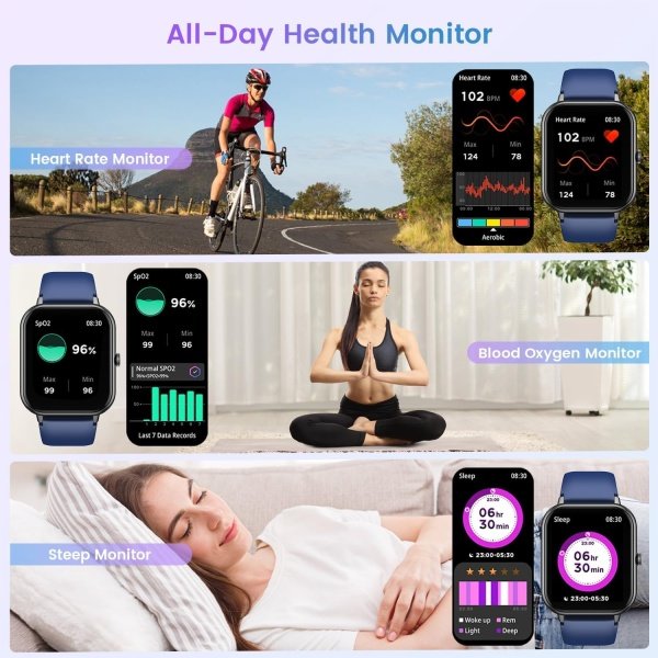 Reloj inteligente para mujer con rastreador de ejercicios: reloj inteligente de llamadas Bluetooth de 1.83 pulgadas con monitor de presión arterial de oxígeno en sangre compatible con Android Ios 100+ - Imagen 66