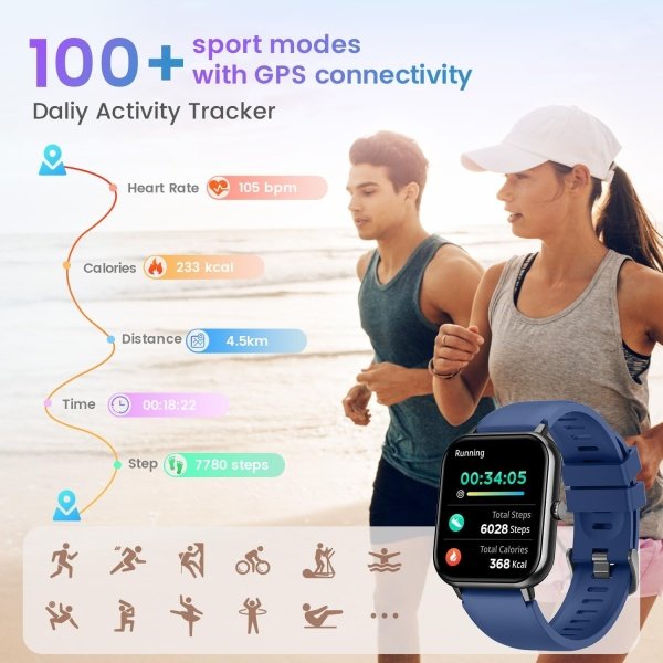 Reloj inteligente para mujer con rastreador de ejercicios: reloj inteligente de llamadas Bluetooth de 1.83 pulgadas con monitor de presión arterial de oxígeno en sangre compatible con Android Ios 100+ - Imagen 67