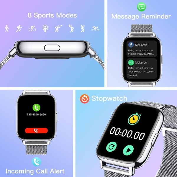 Reloj inteligente para mujer con rastreador de ejercicios: reloj inteligente de llamadas Bluetooth de 1.83 pulgadas con monitor de presión arterial de oxígeno en sangre compatible con Android Ios 100+ - Imagen 74