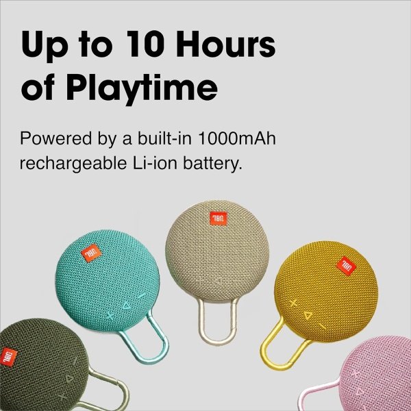JBL Clip 3, River Teal - Altavoz Bluetooth impermeable, duradero y portátil, hasta 10 horas de reproducción, incluye altavoz con cancelación de ruido y transmisión inalámbrica - Image 4
