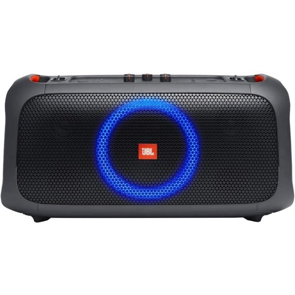 JBL PartyBox On-The-Go - Un altavoz portátil de fiesta de karaoke con micrófono inalámbrico, salida de potencia de 100 W, a prueba de salpicaduras IPX4, 6 horas de reproducción, correa de hombro y 2 altavoces inalámbricos para fiesta (negro) - Image 5